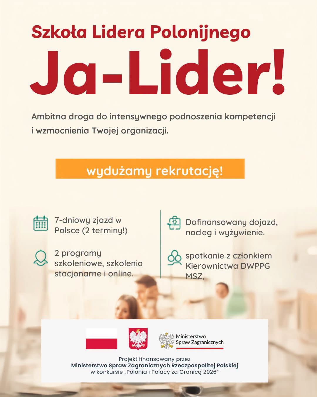 Plakat promujący projekt "Szkoła Lidera Polonijnego - "Ja-Lider!" / foto: Fundacja Wolność i Demokracja