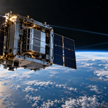 Satelita nad Ziemią jako symbol projektu AI w kosmosie