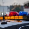 Policja i służby ratunkowe w pobliżu RAF Fairford w Gloucestershire.