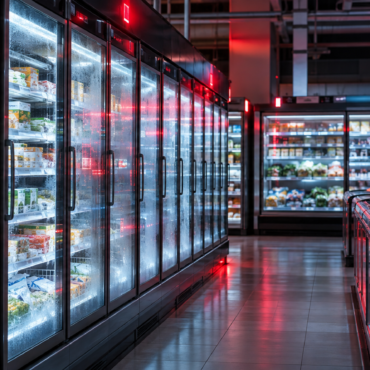 Lodówki i zamrażarki w supermarkecie po cyberataku na systemy chłodnicze we Francji