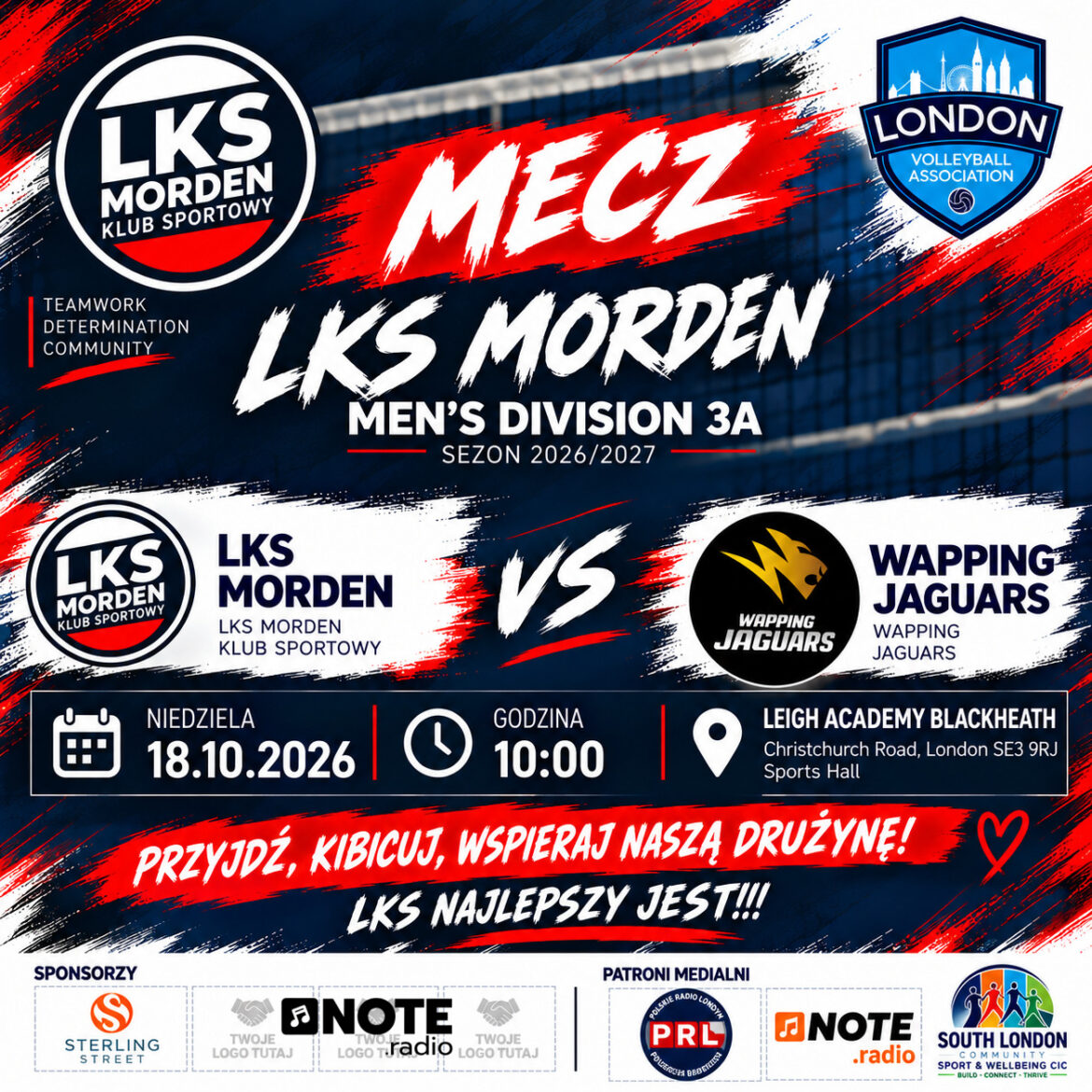 Mecz ligowy LVA Men’s Division 3A: Wapping Jaguars vs LKS Morden — NOTE.radio
