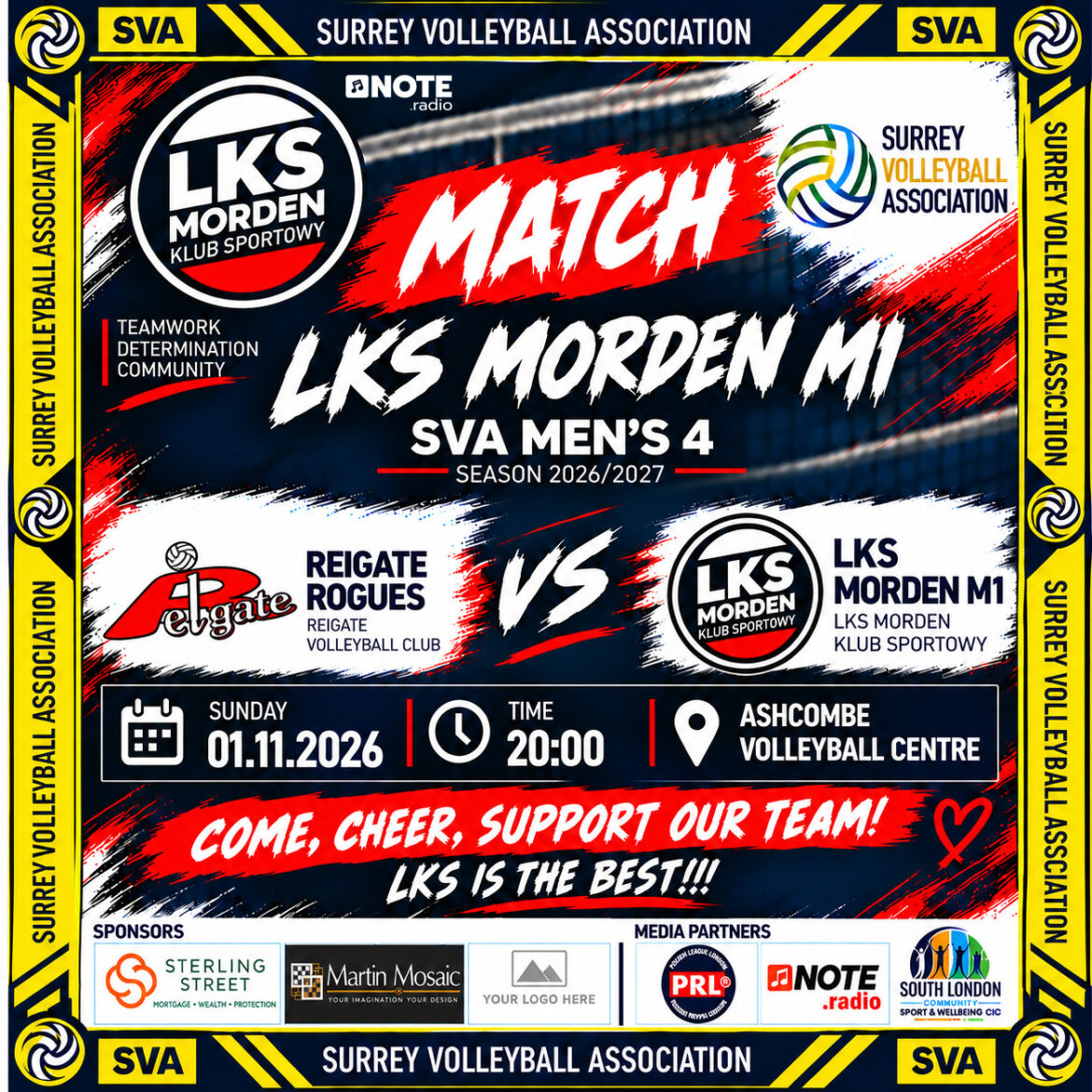 Mecz Ligowy SVA Men’s 4: Reigate Rogues vs LKS Morden M1 — NOTE.radio